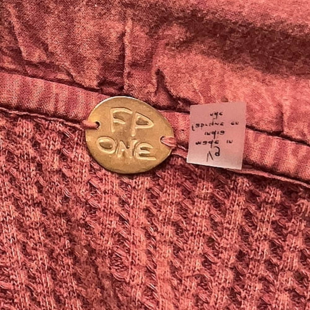 Cropped Waffle-Knit Button-Up Top in Dusty Rose - Picture 3 of 4